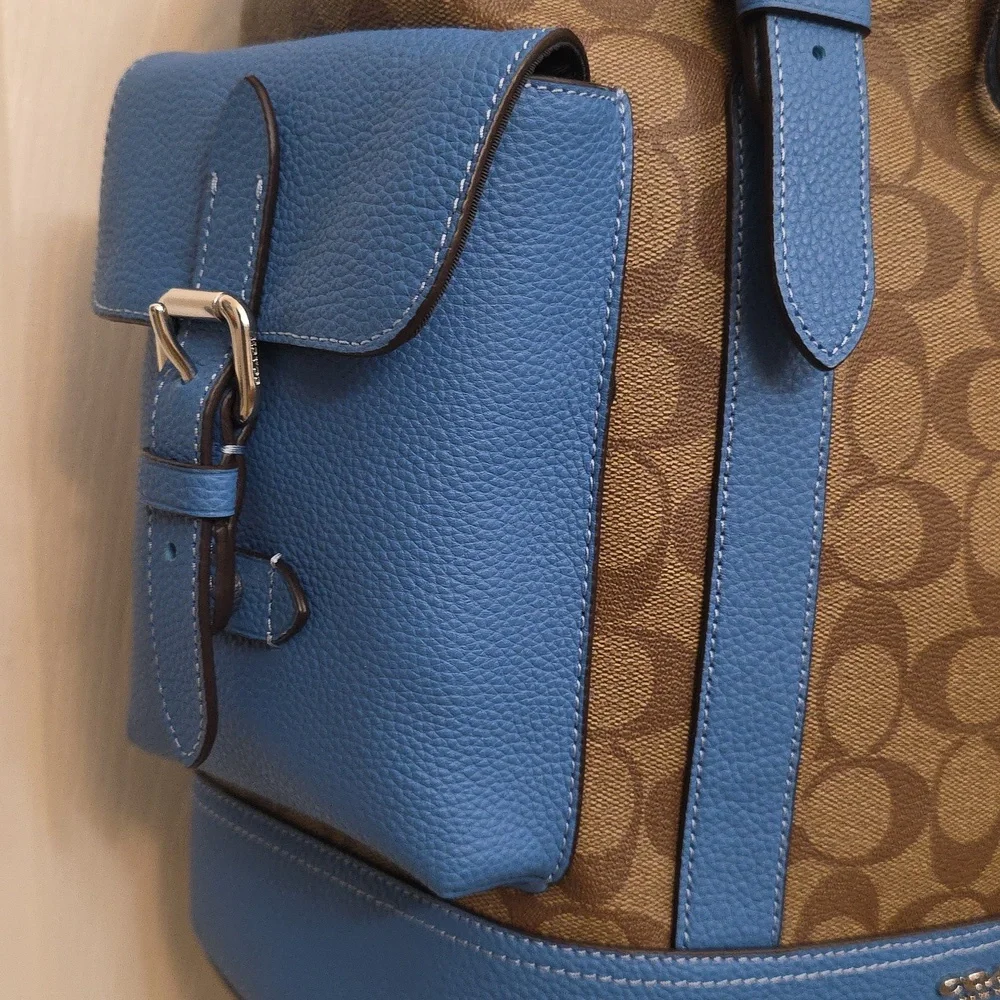 Coach‎ Hudson Men's Blue and Brown Backpack. NWT